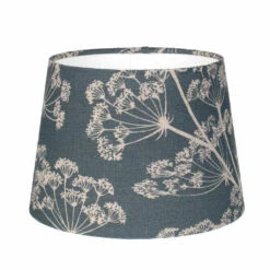 20cm Medium French Drum Shade In Indigo Cow Parsley
