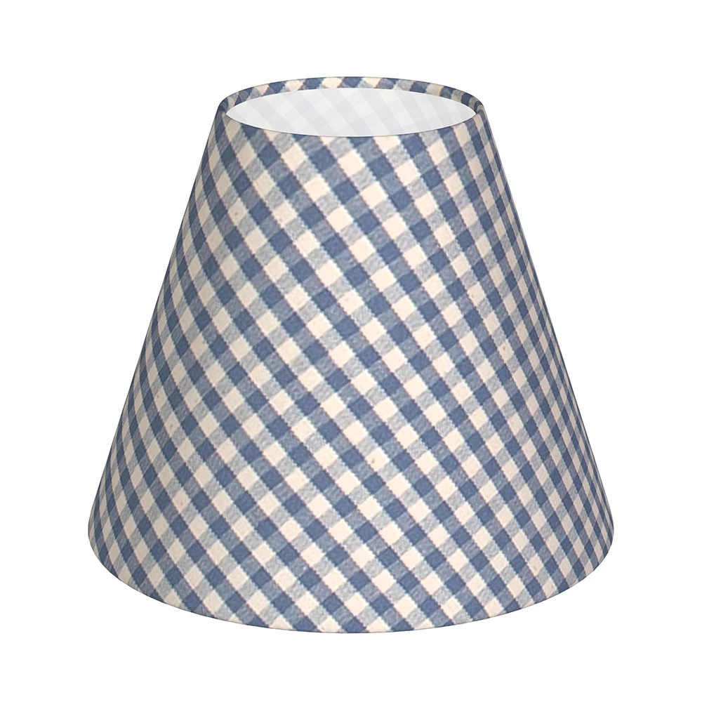 Candle Shade In Azure Blue Gingham 3 Candle Shade In Azure Blue Gingham