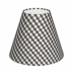 Candle Shade In Stone Grey Gingham