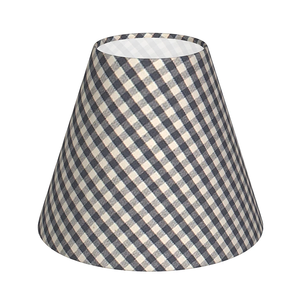Candle Shade In Stone Grey Gingham 3 Candle Shade In Stone Grey Gingham