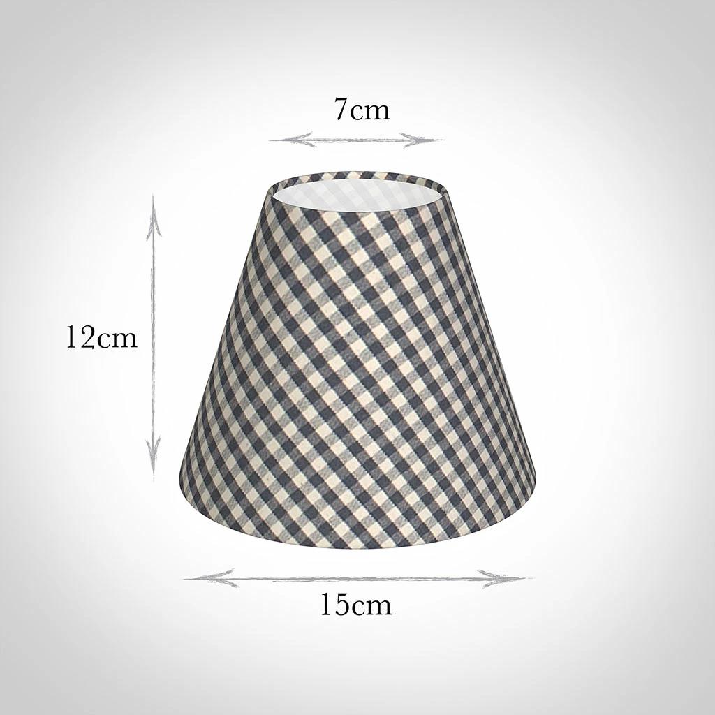 Candle Shade In Stone Grey Gingham 4 Candle Shade In Stone Grey Gingham - Image 2