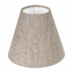 Candle Shade In Limestone Herringbone Lovat Tweed