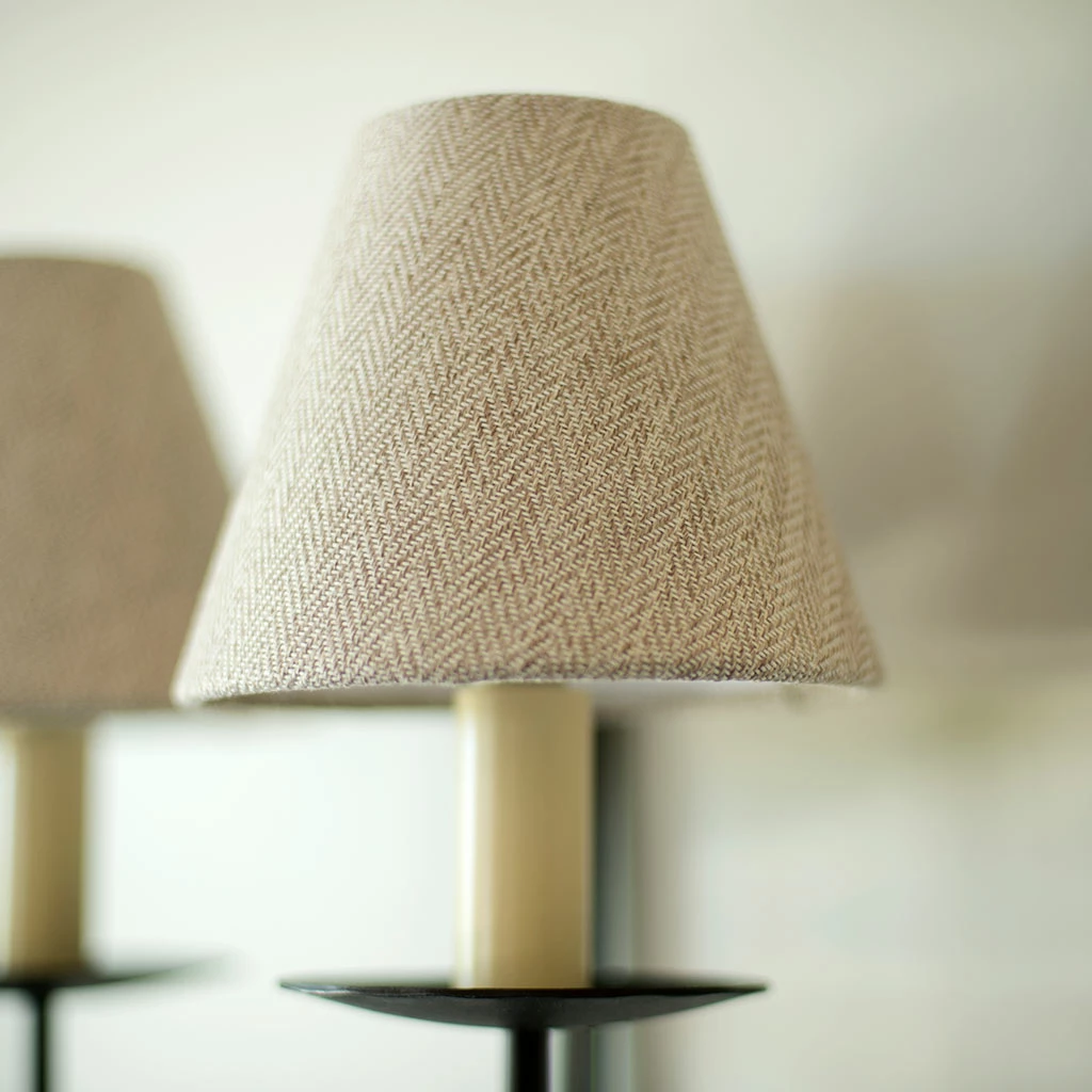 Candle Shade In Limestone Herringbone Lovat Tweed 4 Candle Shade In Limestone Herringbone Lovat Tweed - Image 2