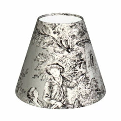 Candle Shade In Grey Pastoral Toile De Jouy