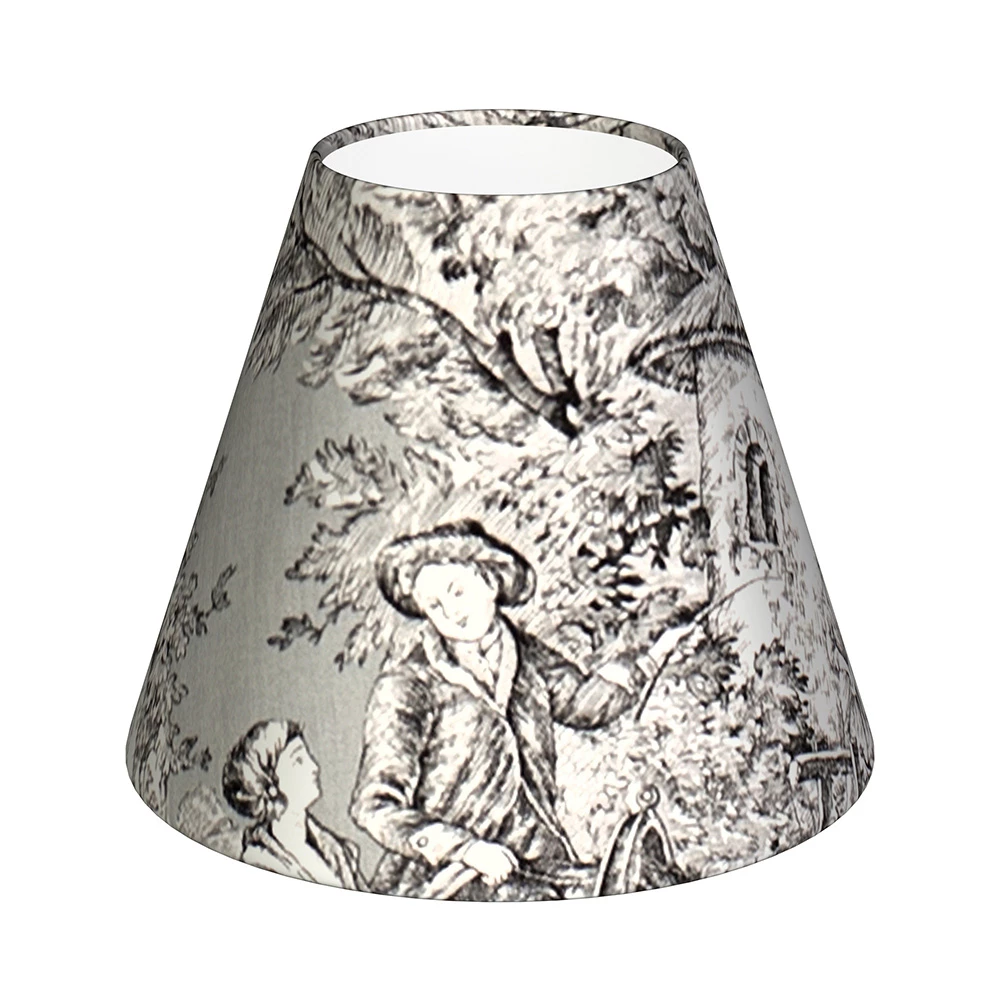 Candle Shade In Grey Pastoral Toile De Jouy 3 Candle Shade In Grey Pastoral Toile De Jouy