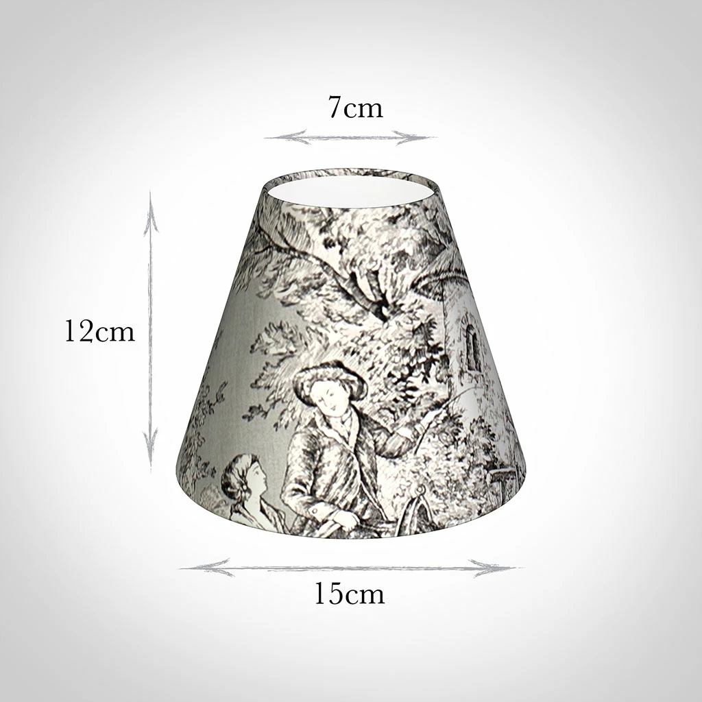 Candle Shade In Grey Pastoral Toile De Jouy 4 Candle Shade In Grey Pastoral Toile De Jouy - Image 2