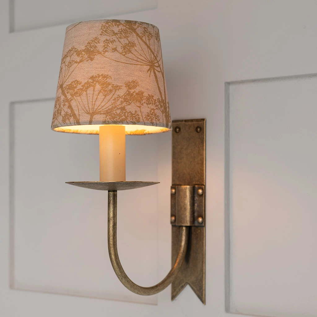 French Drum Candle Shade In Gold Cow Parsley, Reversed 4 French Drum Candle Shade In Gold Cow Parsley, Reversed - Image 2