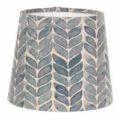 French Drum Candle Shade In Indigo Watercolour Leaf