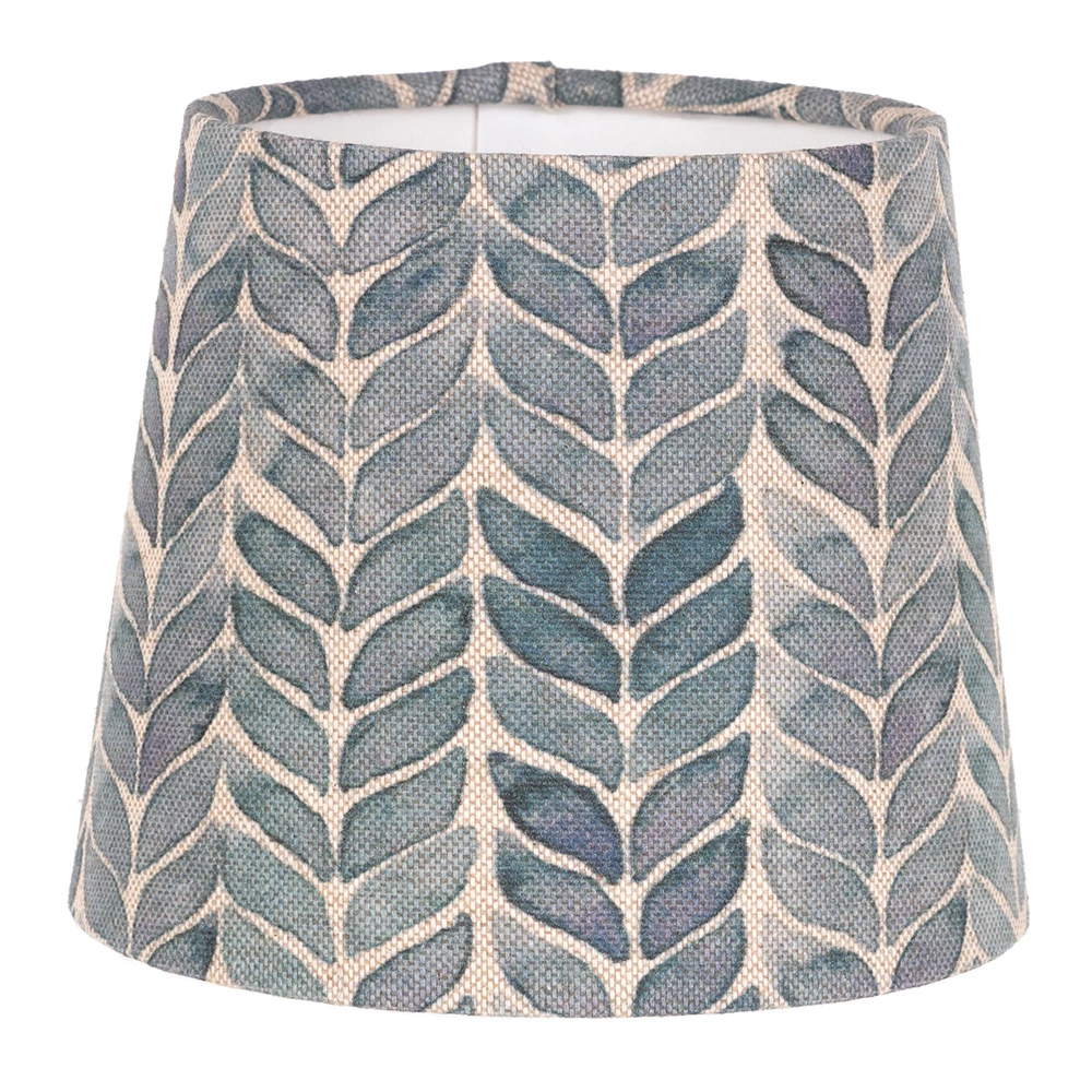 French Drum Candle Shade In Indigo Watercolour Leaf 3 French Drum Candle Shade In Indigo Watercolour Leaf