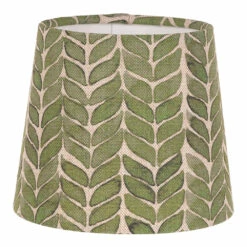 French Drum Candle Shade In Rich Green Watercolour Leaf