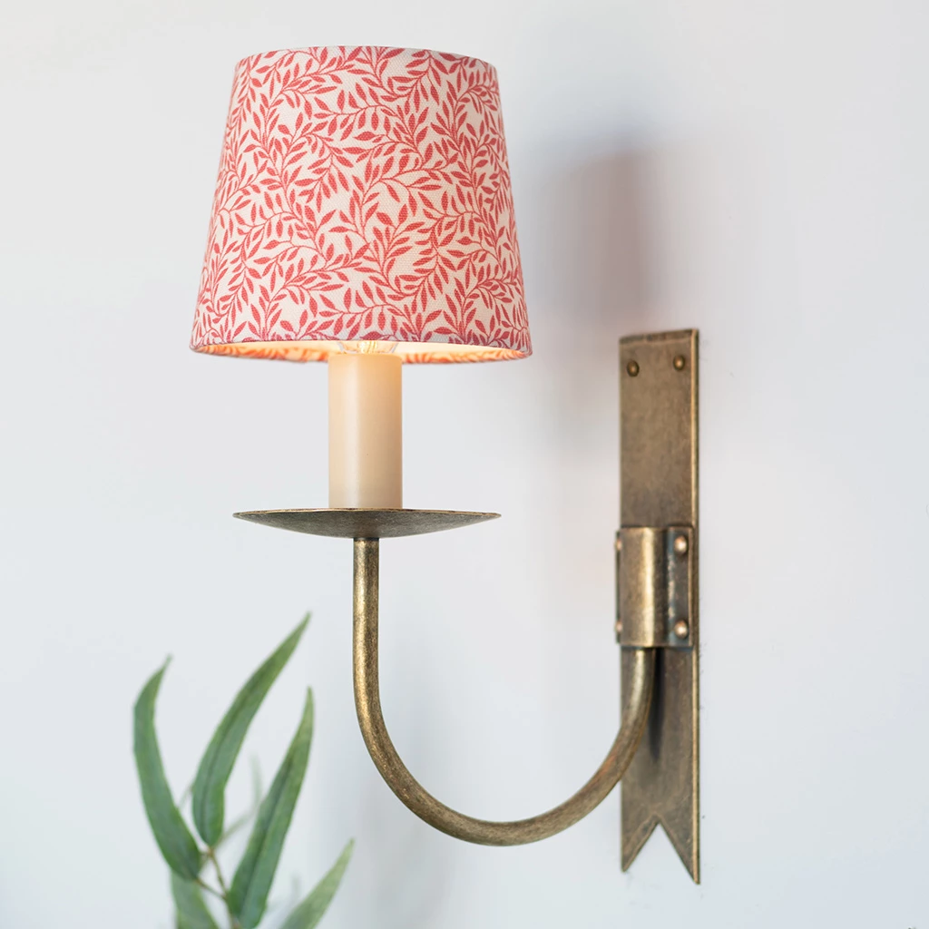 French Drum Candle Shade In Raspberry Spring Leaf 4 French Drum Candle Shade In Raspberry Spring Leaf - Image 2