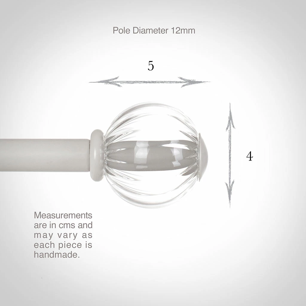 Fluted Glass Ball Finial For 12mm Pole In Clay 5 Fluted Glass Ball Finial For 12mm Pole In Clay - Image 3