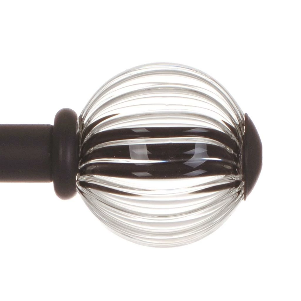 Fluted Glass Ball Finial For 12mm Pole In Matt Black 3 Fluted Glass Ball Finial For 12mm Pole In Matt Black