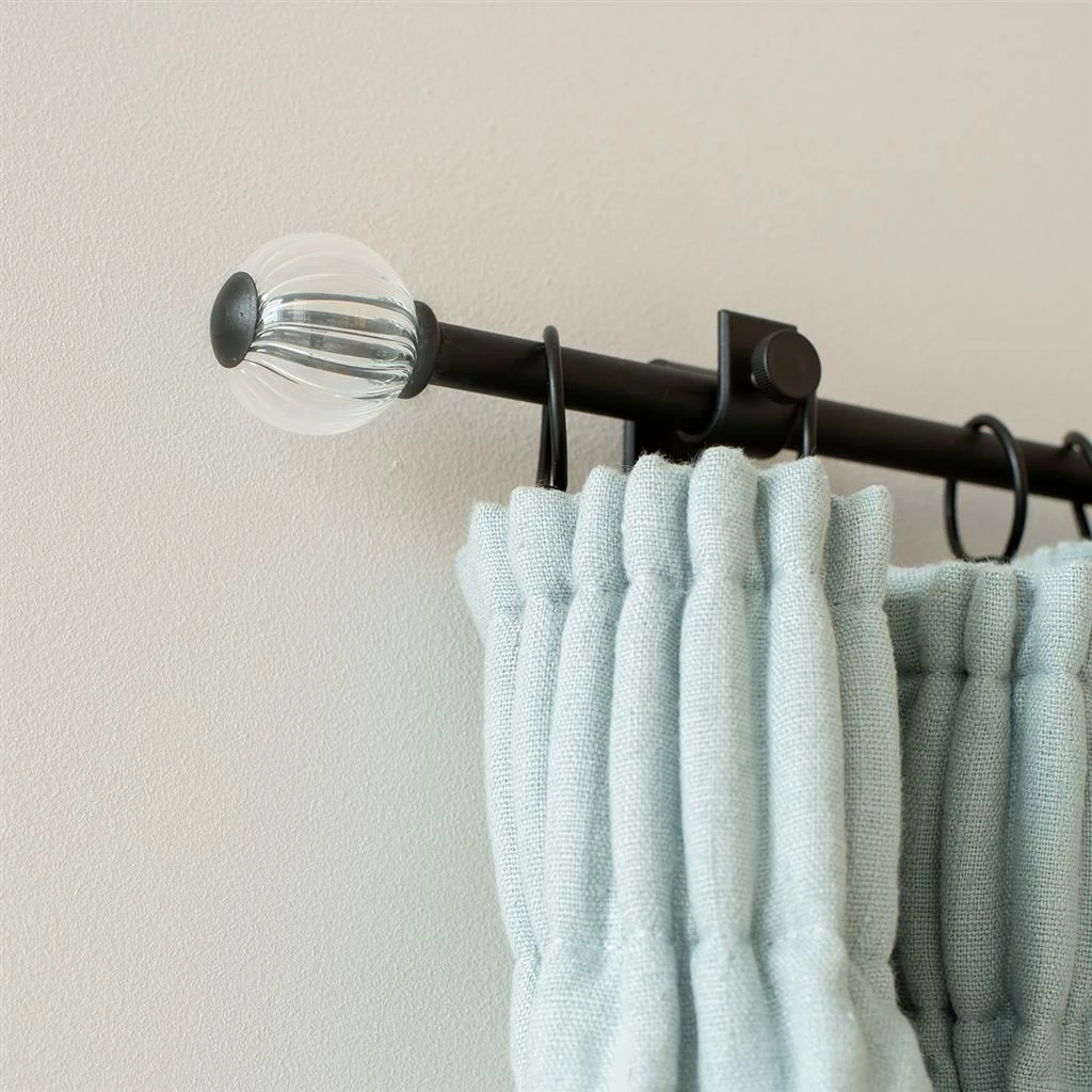 Fluted Glass Ball Finial For 12mm Pole In Matt Black 4 Fluted Glass Ball Finial For 12mm Pole In Matt Black - Image 2