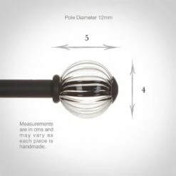 Fluted Glass Ball Finial For 12mm Pole In Matt Black 9 Fluted Glass Ball Finial For 12mm Pole In Matt Black -Jim Lawrence Sales 4009mb 3