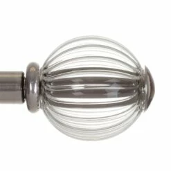 Fluted Glass Ball Finial For 12mm Pole In Mercury
