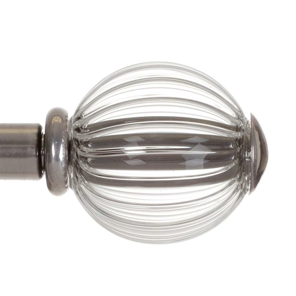 Fluted Glass Ball Finial For 12mm Pole In Mercury 3 Fluted Glass Ball Finial For 12mm Pole In Mercury