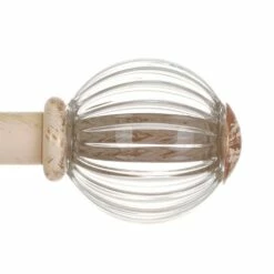 Fluted Glass Ball Finial For 12mm Pole Old Ivory