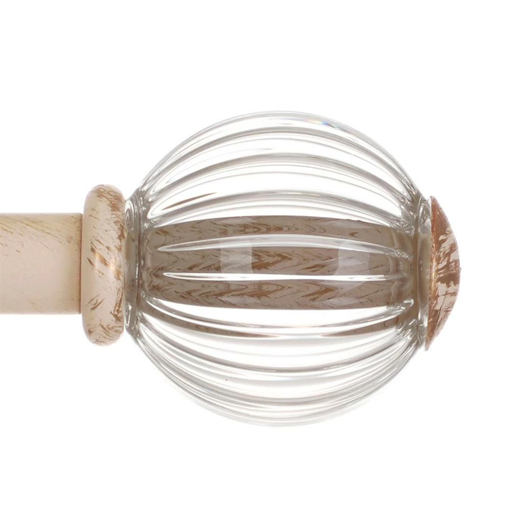 Fluted Glass Ball Finial For 12mm Pole Old Ivory 3 Fluted Glass Ball Finial For 12mm Pole Old Ivory