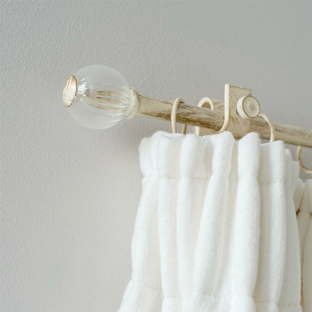 Fluted Glass Ball Finial For 12mm Pole Old Ivory 4 Fluted Glass Ball Finial For 12mm Pole Old Ivory - Image 2