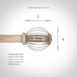 Fluted Glass Ball Finial For 12mm Pole Old Ivory 9 Fluted Glass Ball Finial For 12mm Pole Old Ivory -Jim Lawrence Sales 4009oi 3