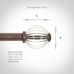 Fluted Glass Ball Finial For 12mm Pole In Polished 9 Fluted Glass Ball Finial For 12mm Pole In Polished -Jim Lawrence Sales 4009po 3