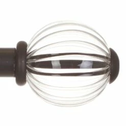 Fluted Glass Ball Finial For 20mm Pole In Beeswax