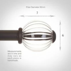 Fluted Glass Ball Finial For 20mm Pole In Beeswax 9 Fluted Glass Ball Finial For 20mm Pole In Beeswax -Jim Lawrence Sales 4010bw 3