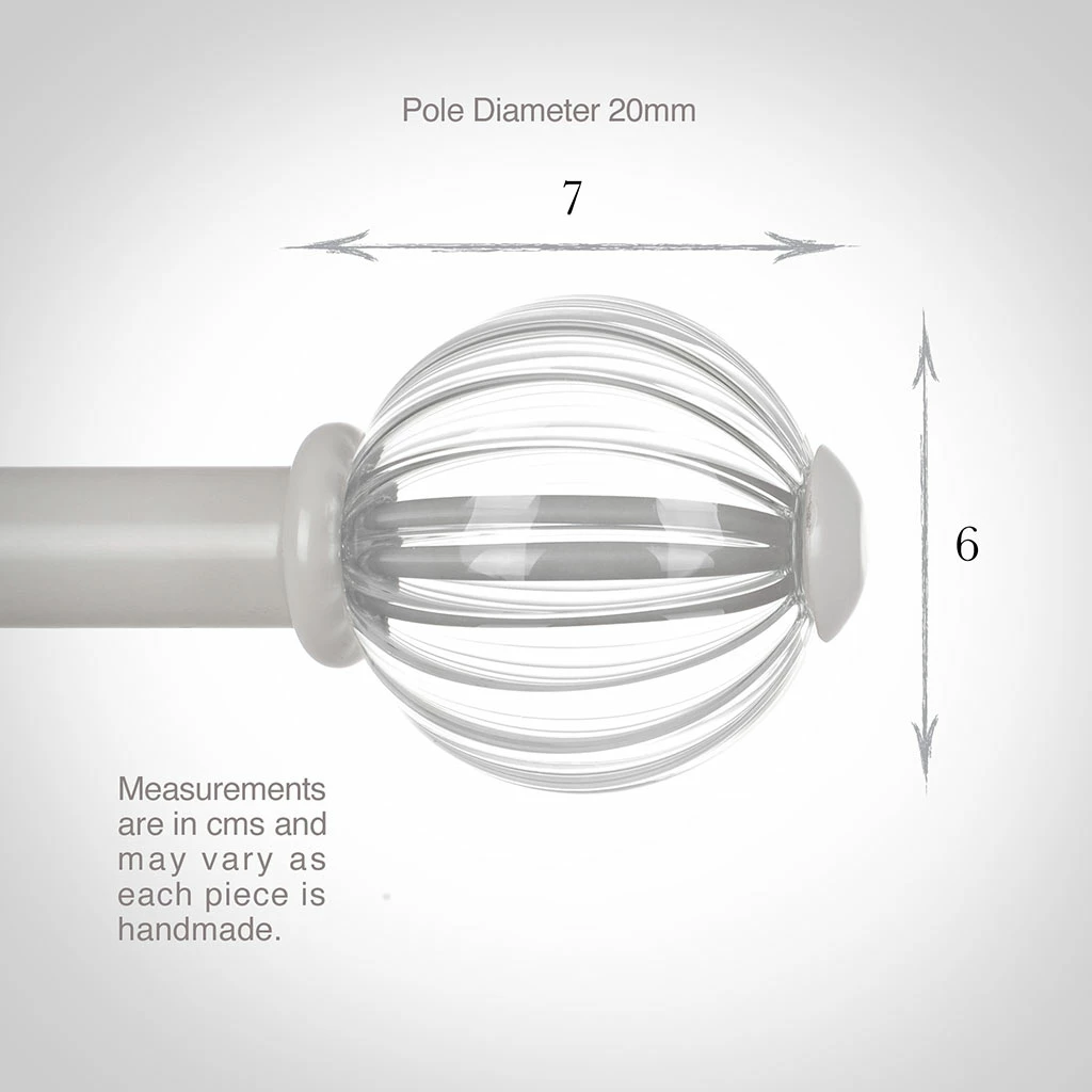 Fluted Glass Ball Finial For 20mm Pole In Clay 5 Fluted Glass Ball Finial For 20mm Pole In Clay - Image 3