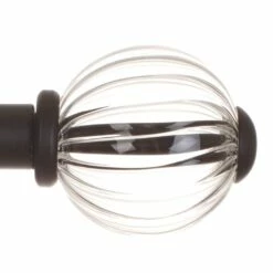 Fluted Glass Ball Finial For 20mm Pole In Matt Black