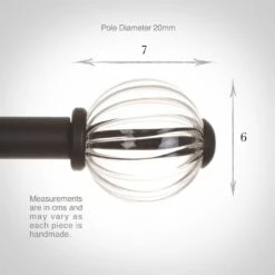 Fluted Glass Ball Finial For 20mm Pole In Matt Black -Jim Lawrence Sales 4010mb 3