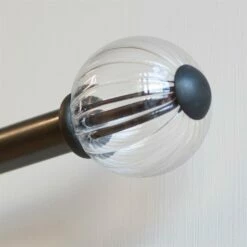 Fluted Glass Ball Finial For 20mm Pole In Matt Black -Jim Lawrence Sales 4010mb 4
