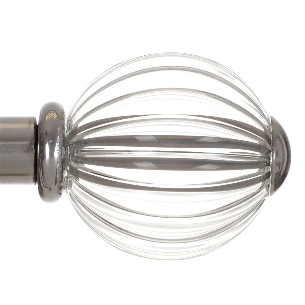 Fluted Glass Ball Finial For 20mm Pole In Mercury 3 Fluted Glass Ball Finial For 20mm Pole In Mercury