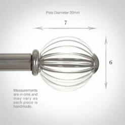 Fluted Glass Ball Finial For 20mm Pole In Mercury 9 Fluted Glass Ball Finial For 20mm Pole In Mercury -Jim Lawrence Sales 4010me 3