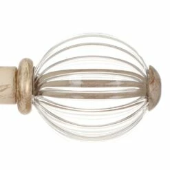Fluted Glass Ball Finial For 20mm Pole In Old Ivory