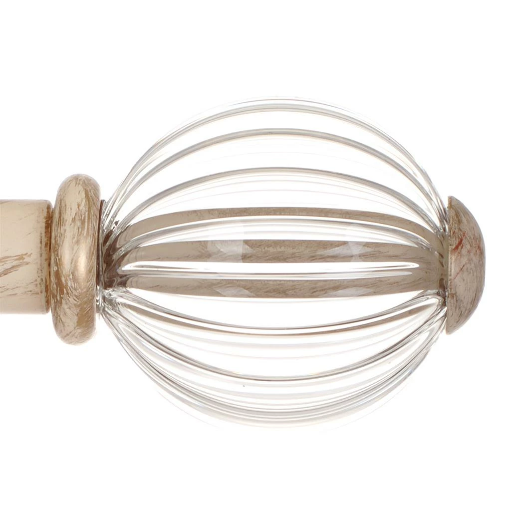Fluted Glass Ball Finial For 20mm Pole In Old Ivory 3 Fluted Glass Ball Finial For 20mm Pole In Old Ivory