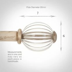 Fluted Glass Ball Finial For 20mm Pole In Old Ivory 9 Fluted Glass Ball Finial For 20mm Pole In Old Ivory -Jim Lawrence Sales 4010oi 3