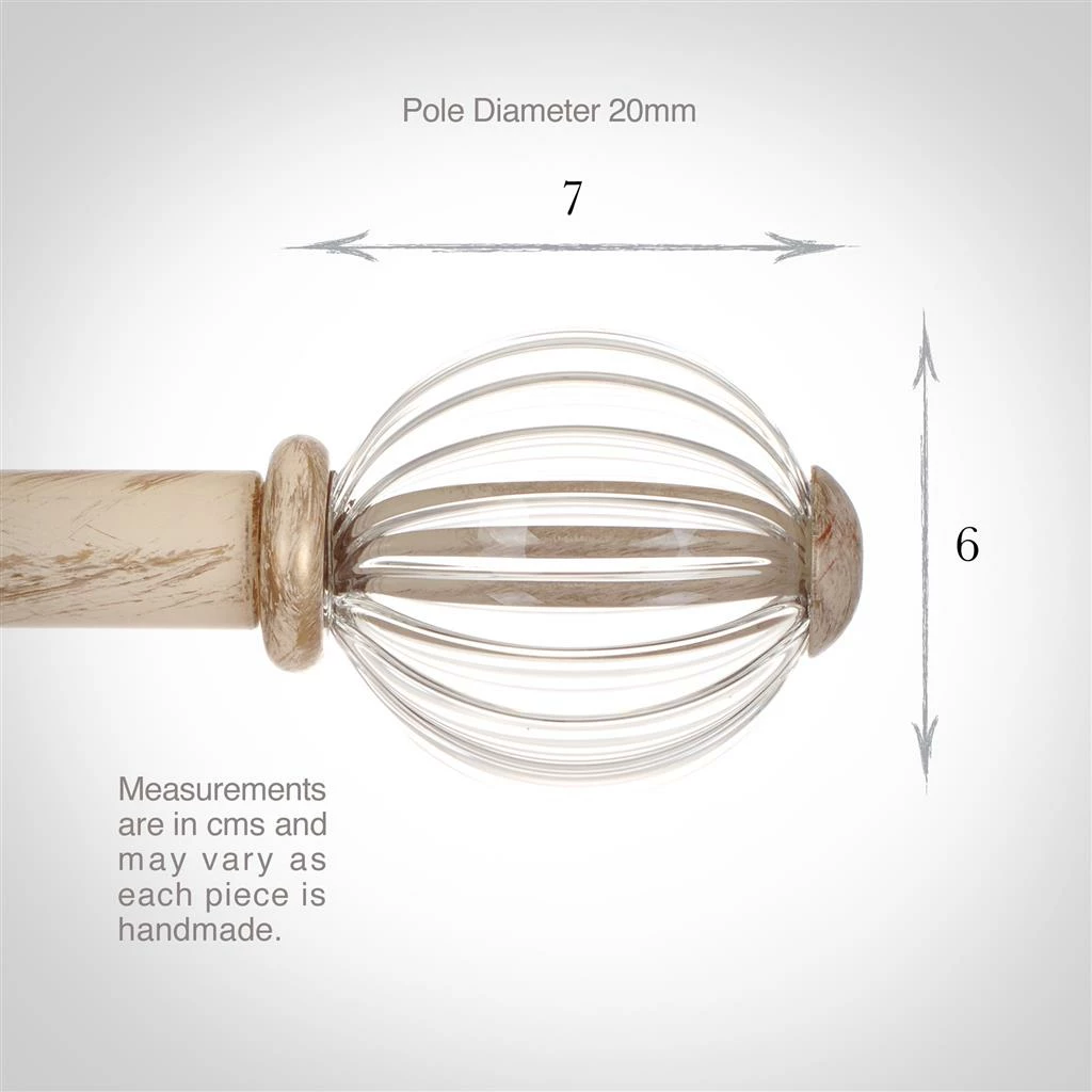 Fluted Glass Ball Finial For 20mm Pole In Old Ivory 6 Fluted Glass Ball Finial For 20mm Pole In Old Ivory - Image 4
