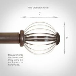 Fluted Glass Ball Finial For 20mm Pole In Polished 9 Fluted Glass Ball Finial For 20mm Pole In Polished -Jim Lawrence Sales 4010po 3