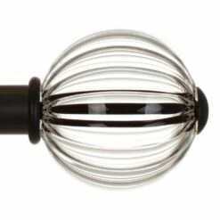 Fluted Glass Ball Finial For 25mm Pole In Beeswax