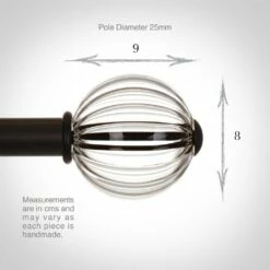 Fluted Glass Ball Finial For 25mm Pole In Beeswax -Jim Lawrence Sales 4011bw 3