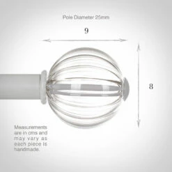 Fluted Glass Ball Finial For 25mm Pole In Clay -Jim Lawrence Sales 4011cl 13