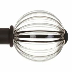 Fluted Glass Ball Finial For 25mm Pole In Matt Black