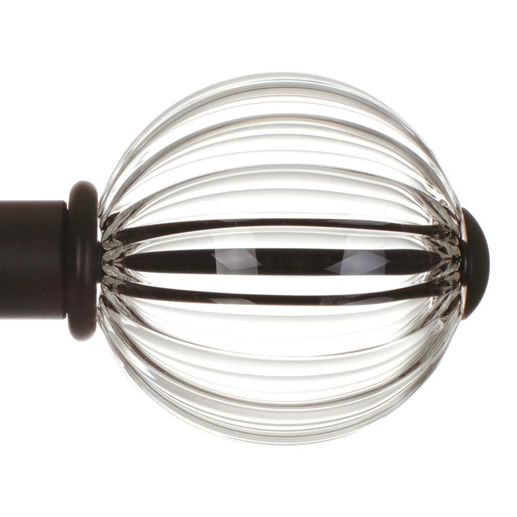 Fluted Glass Ball Finial For 25mm Pole In Matt Black 3 Fluted Glass Ball Finial For 25mm Pole In Matt Black