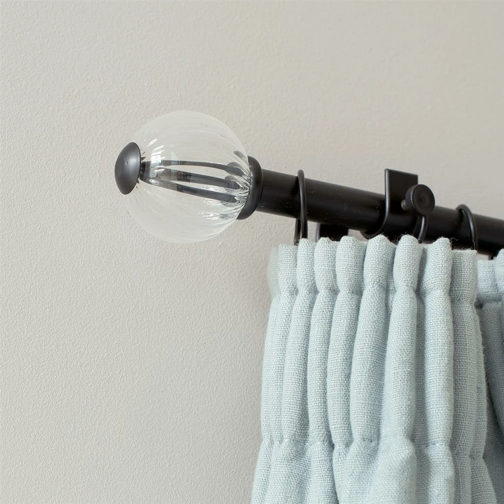 Fluted Glass Ball Finial For 25mm Pole In Matt Black 4 Fluted Glass Ball Finial For 25mm Pole In Matt Black - Image 2