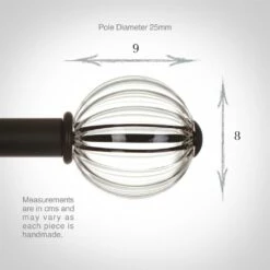 Fluted Glass Ball Finial For 25mm Pole In Matt Black 10 Fluted Glass Ball Finial For 25mm Pole In Matt Black -Jim Lawrence Sales 4011mb 3