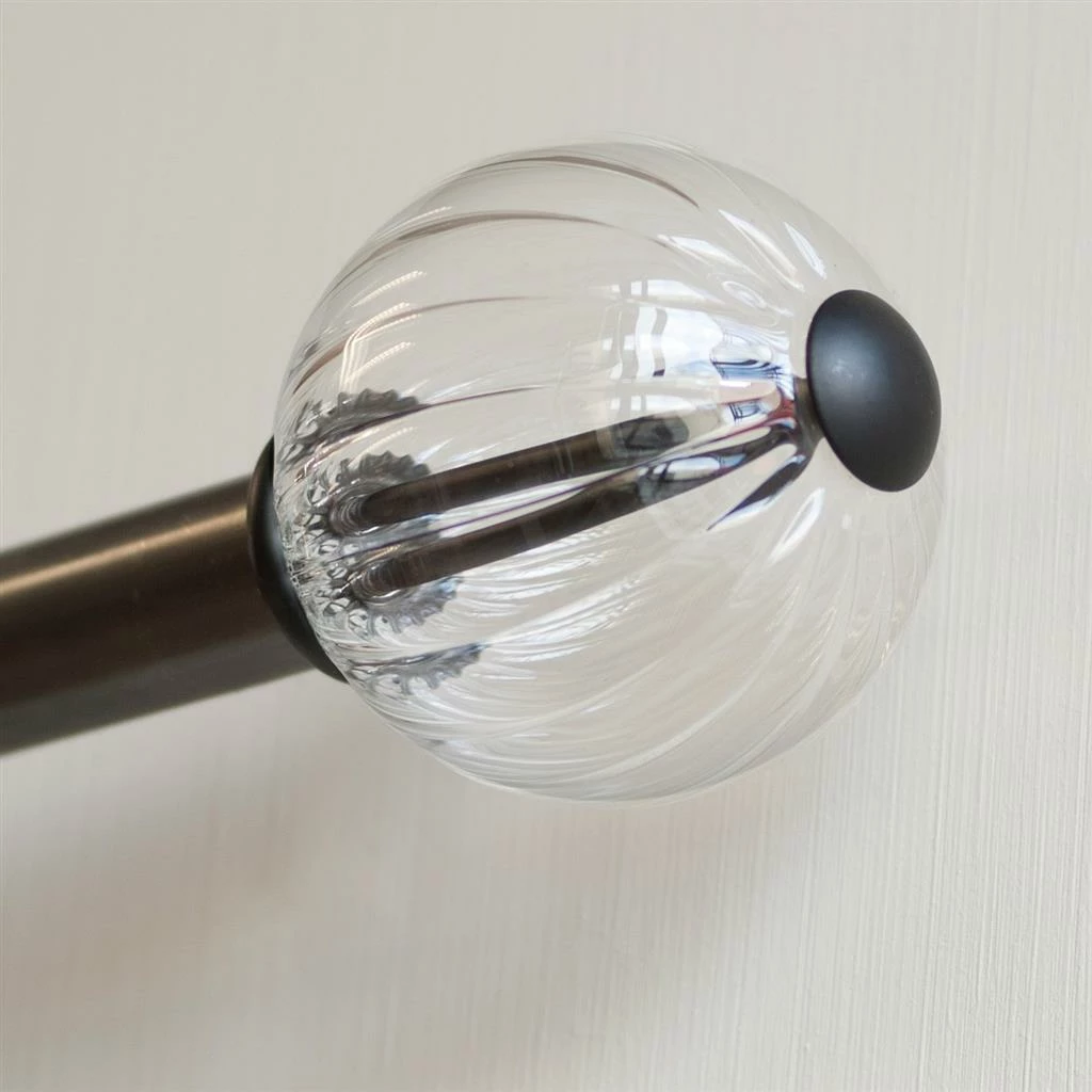 Fluted Glass Ball Finial For 25mm Pole In Matt Black 7 Fluted Glass Ball Finial For 25mm Pole In Matt Black - Image 5