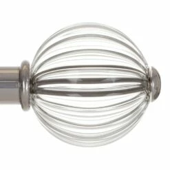 Fluted Glass Ball Finial For 25mm Pole In Mercury