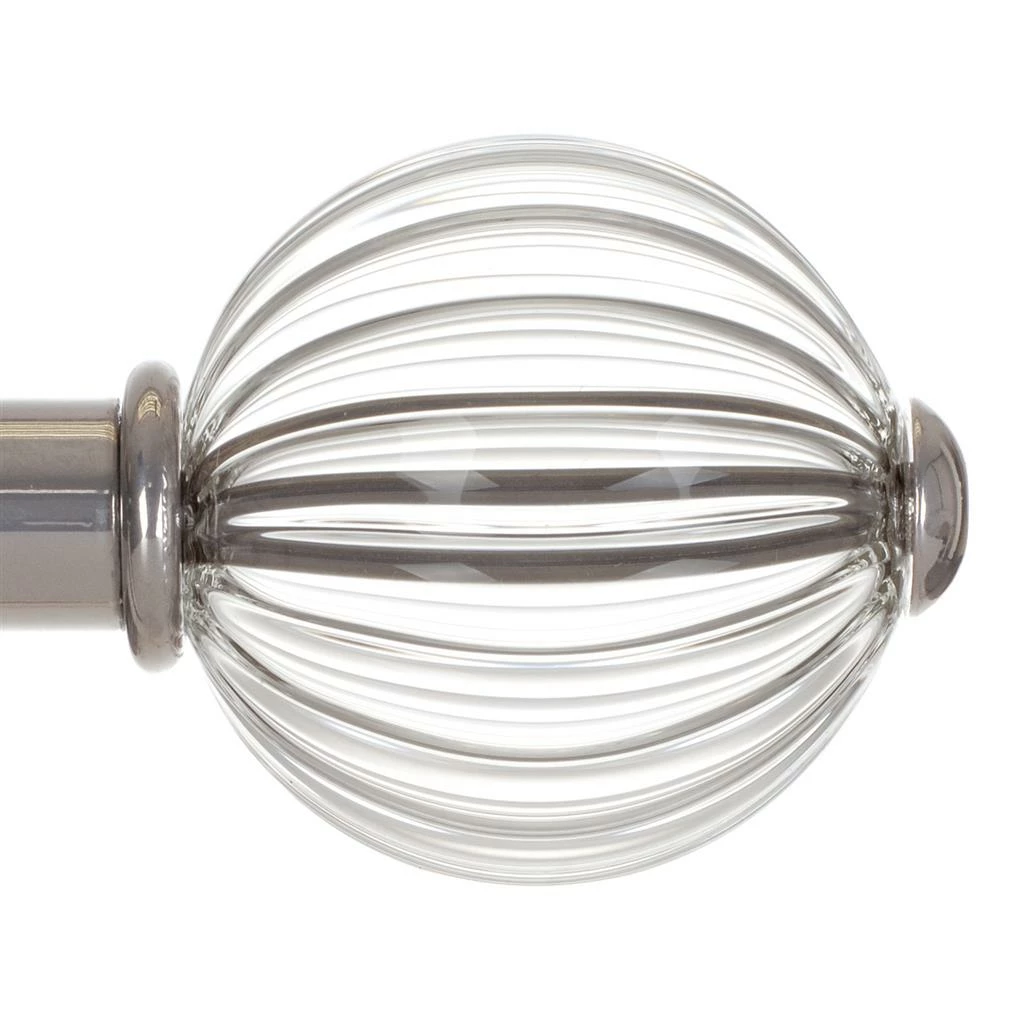 Fluted Glass Ball Finial For 25mm Pole In Mercury 3 Fluted Glass Ball Finial For 25mm Pole In Mercury