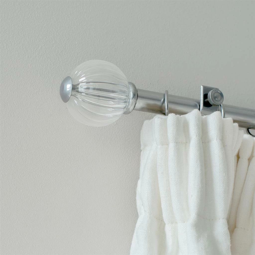 Fluted Glass Ball Finial For 25mm Pole In Mercury 4 Fluted Glass Ball Finial For 25mm Pole In Mercury - Image 2